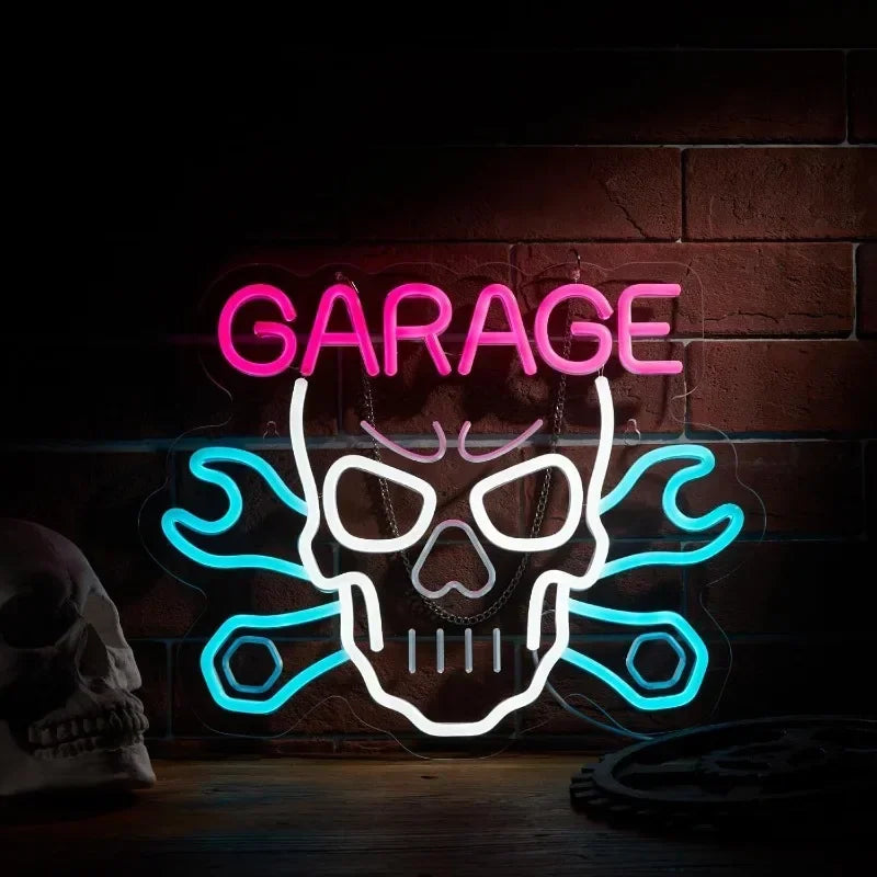 Skull Garage Neon LED Wall Sign