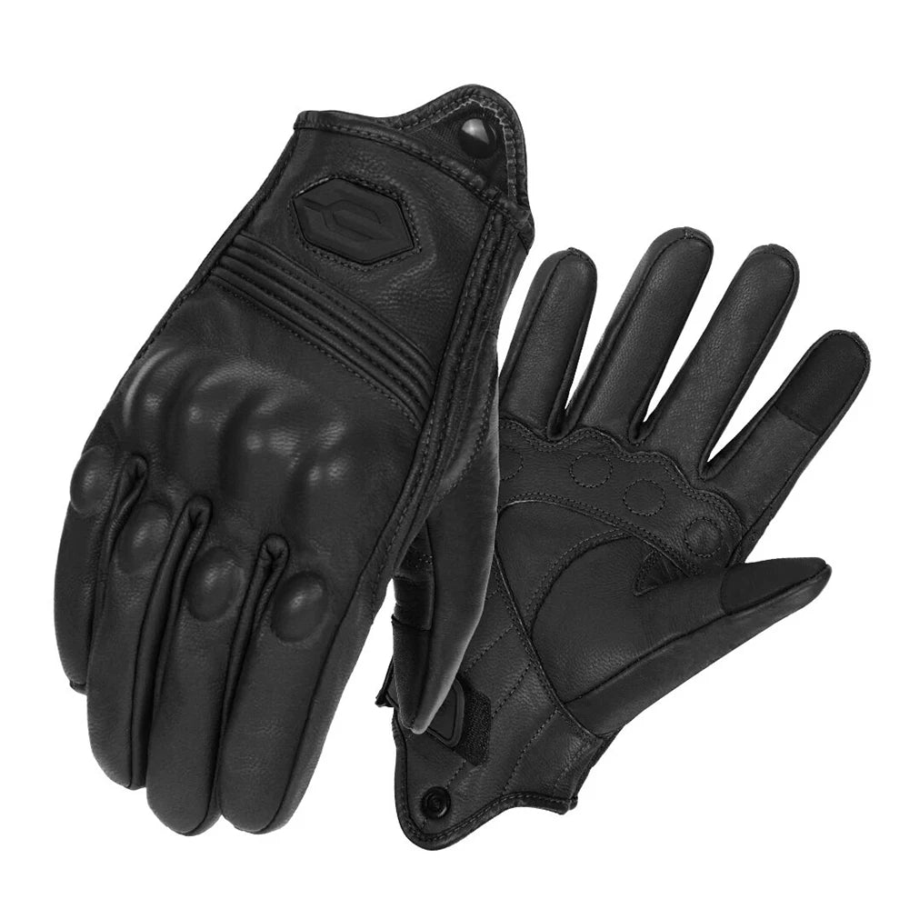 Yellow Leather Motorcycle Gloves