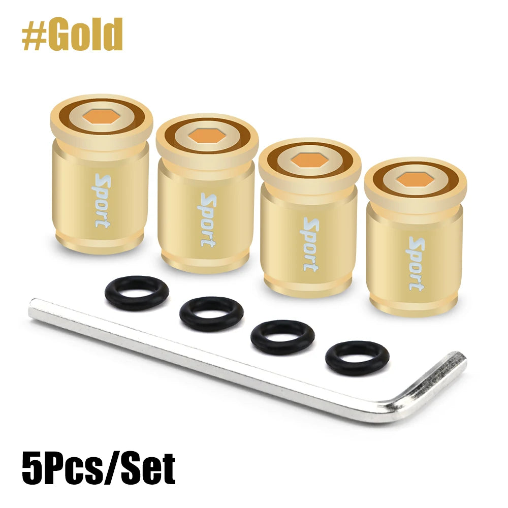 4 Pcs Sport Metallic Valve Caps