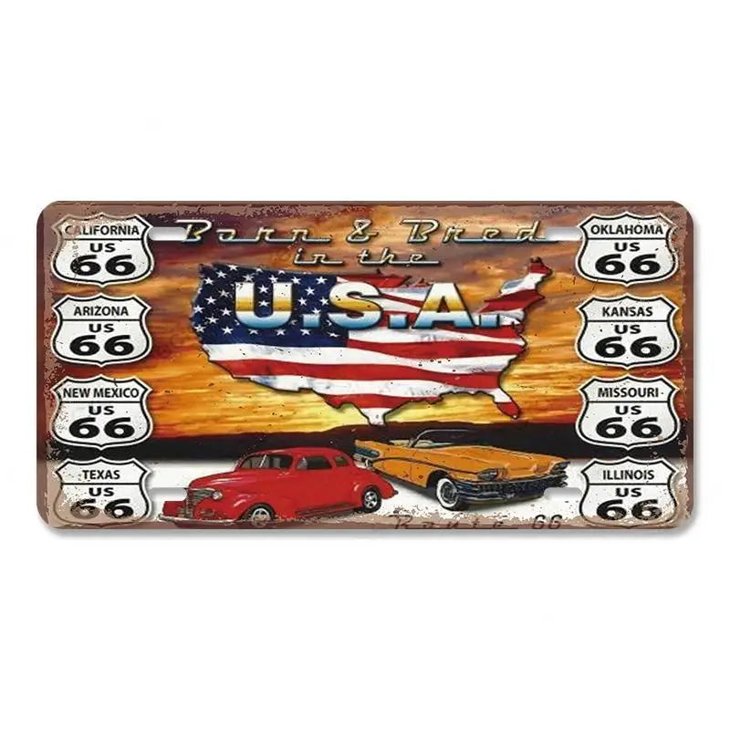 Route 66 Vintage Metal License Plate Signs