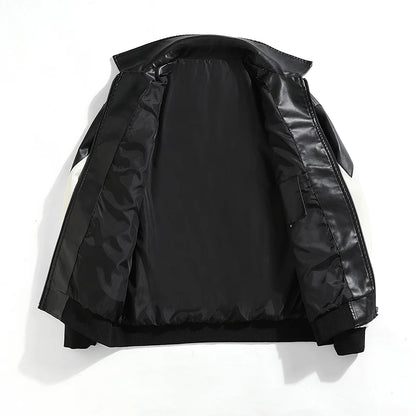 Men’s Faux Leather Padded Windbreaker 