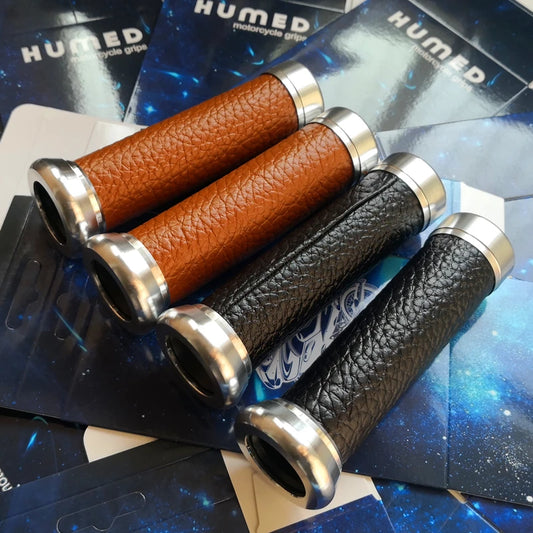 Leather Motorcycle Handlebar Grips 