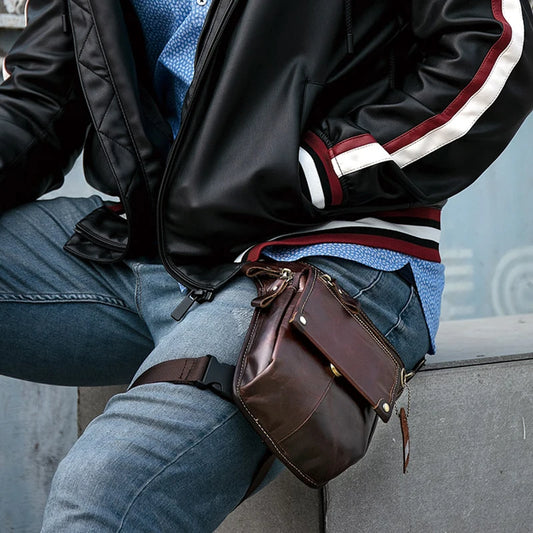 Genuine Leather Leg Bag in Waist Pack
