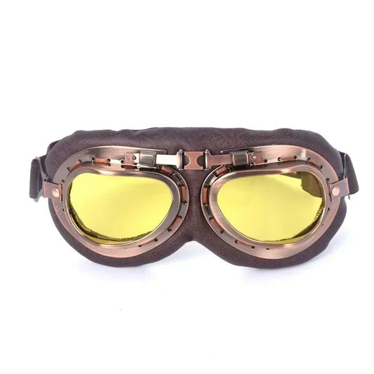 Lunettes de moto rétro steampunk – Style pilote vintage pour casques Harley, quad et café racer