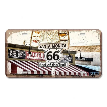 Route 66 Vintage Metal License Plate Signs 