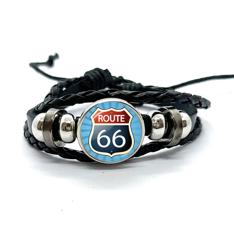Route 66 Leather Premium Bracelet 