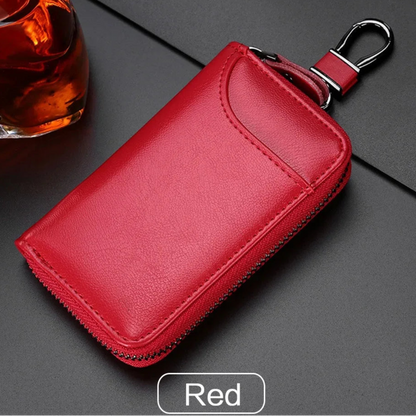 Leather Zipper Key Case 