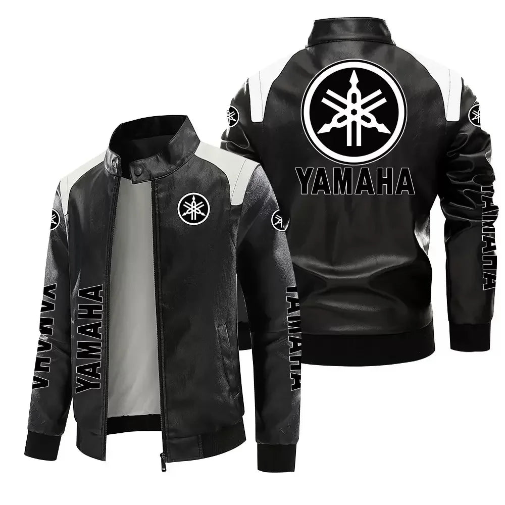 Chaqueta de cuero PU para hombre para motociclista 