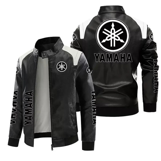 Chaqueta de cuero PU para hombre para motociclista 