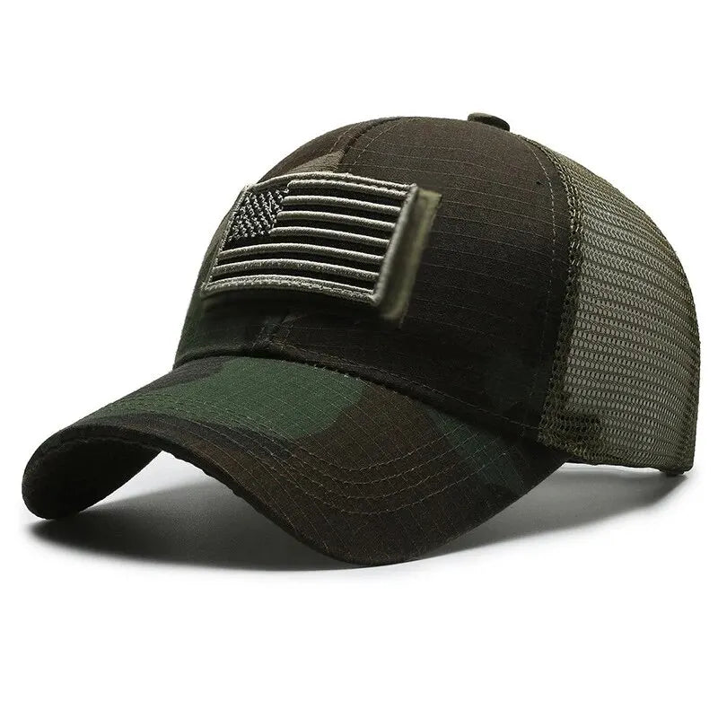 Gorra de camuflaje con bandera de EE. UU. 
