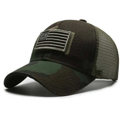 Gorra de camuflaje con bandera de EE. UU. 