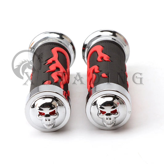 Motorcycle Flame Skull Handlebar Grips 