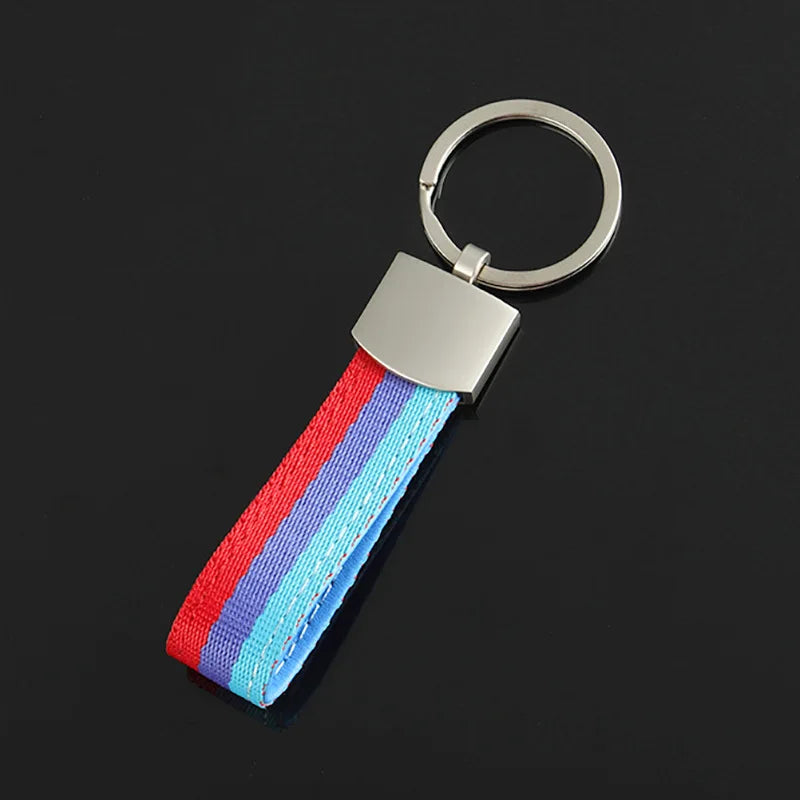 Multi-Color Stripe Fabric Keychain
