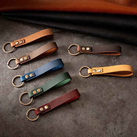 Vintage Cow Leather Keychain 