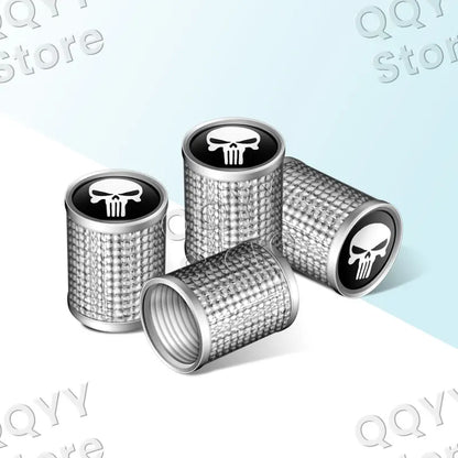 Universal 4pcs Metal Skull Valve Caps 