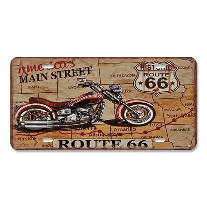 Route 66 Vintage Metal License Plate Signs 
