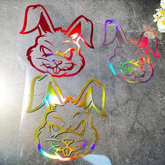 Böser Kaninchen-Laser-Motorradaufkleber 