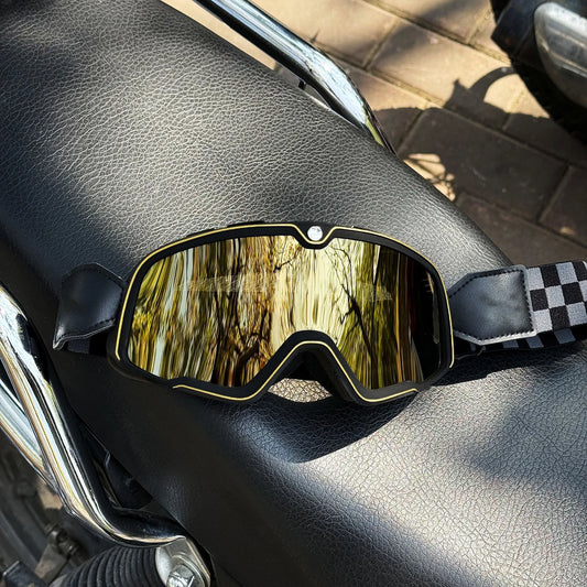 Protective Leather Goggles for Motorcyclists 