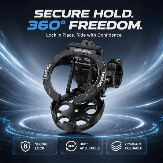 ที่วางแก้วติดแฮนด์แบบพับได้ หมุนได้ 360° – แท่นวางขวดน้ำปรับได้สำหรับรถจักรยานยนต์ สกูตเตอร์ และจักรยานไฟฟ้า
