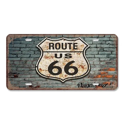 Route 66 Vintage Metal License Plate Signs 