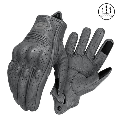 Yellow Leather Motorcycle Gloves