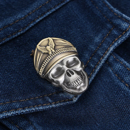 Motorcycle Club Skull Pin Brooch 