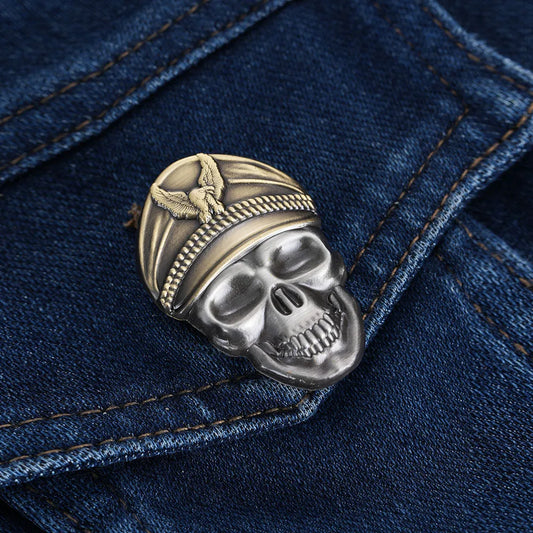 Motorcycle Club Skull Pin Brooch 