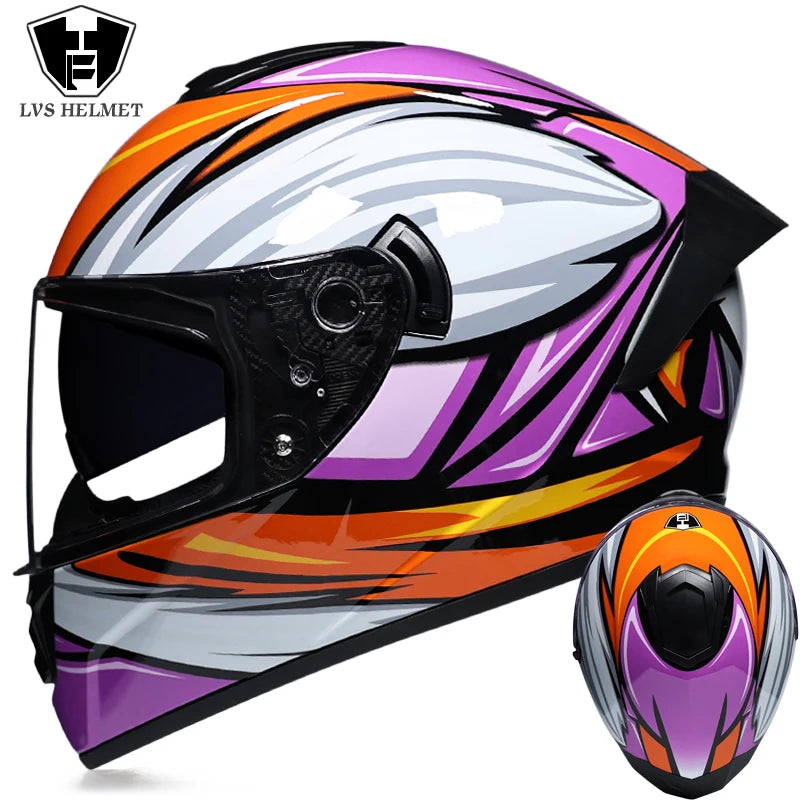 Full Face Motorcycle Helmet with Dual Lens 