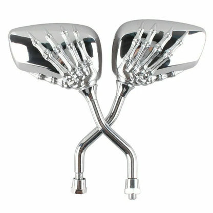 Chrome Skeleton Hand Motorcycle Mirrors