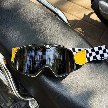 Protective Leather Goggles for Motorcyclists 