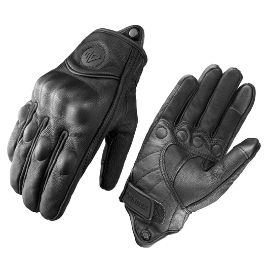 Black Leather Motorcycle Gloves