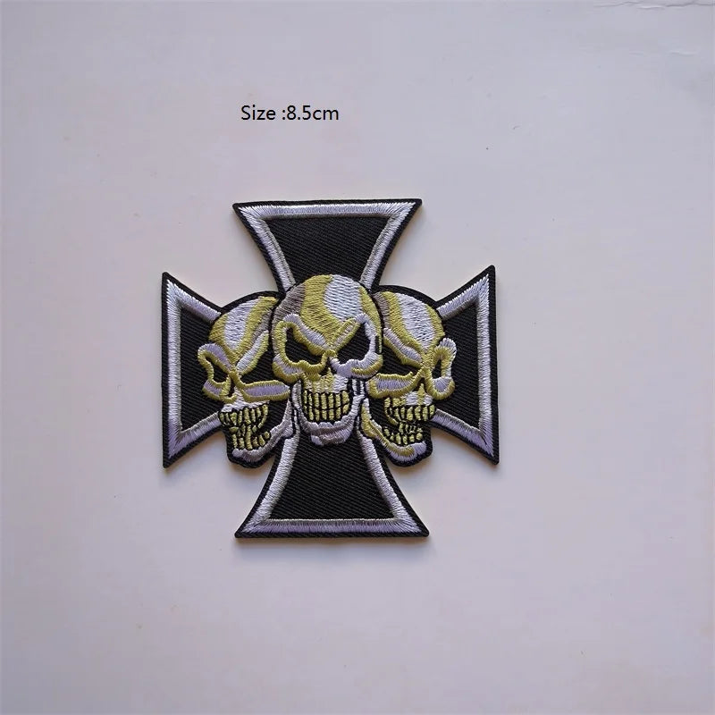 Skull Cross Biker Patches 