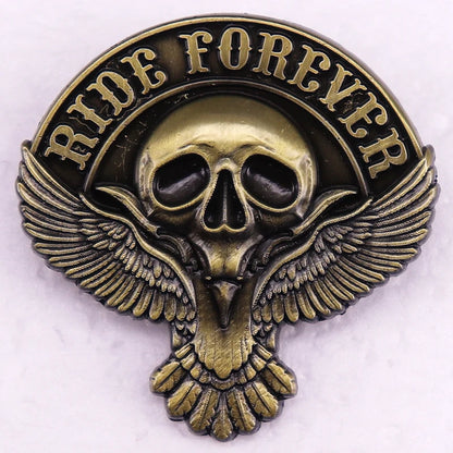 Ride Forever Skull Vintage Pin Brooch