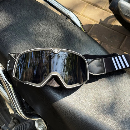 Protective Leather Goggles for Motorcyclists 