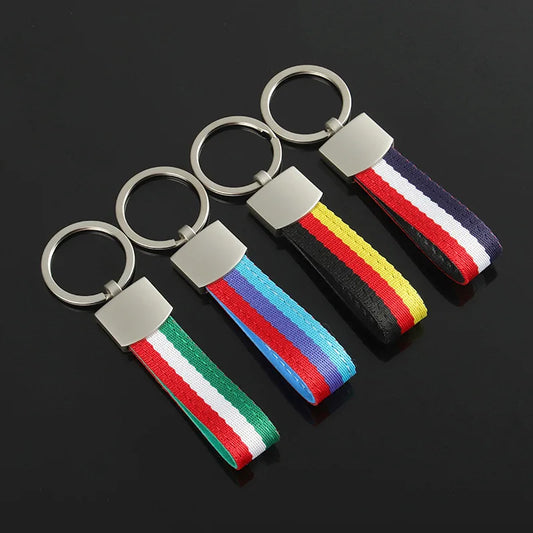 Multi-Color Stripe Fabric Keychain