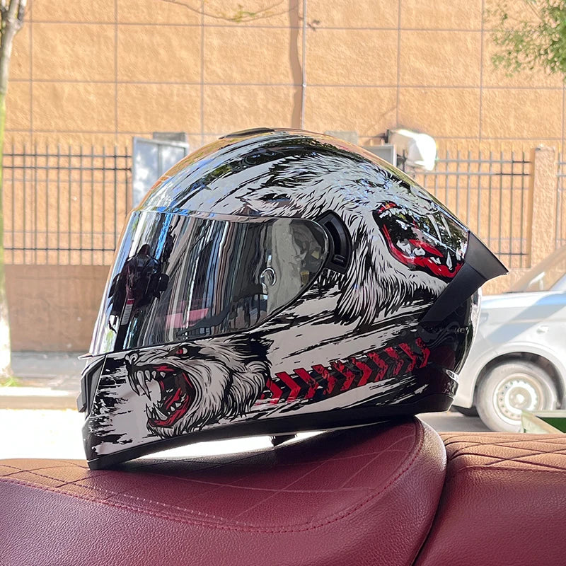 Full Face Motorcycle Helmet with Dual Lens 