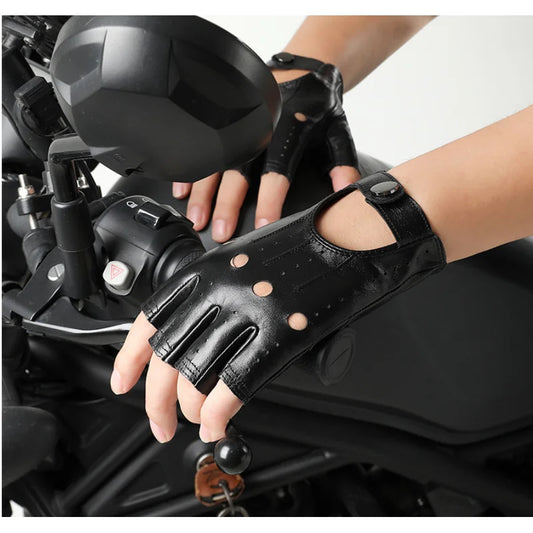 Guantes de cuero de medio dedo para hombres 