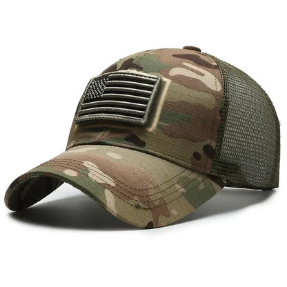 Gorra de camuflaje con bandera de EE. UU. 