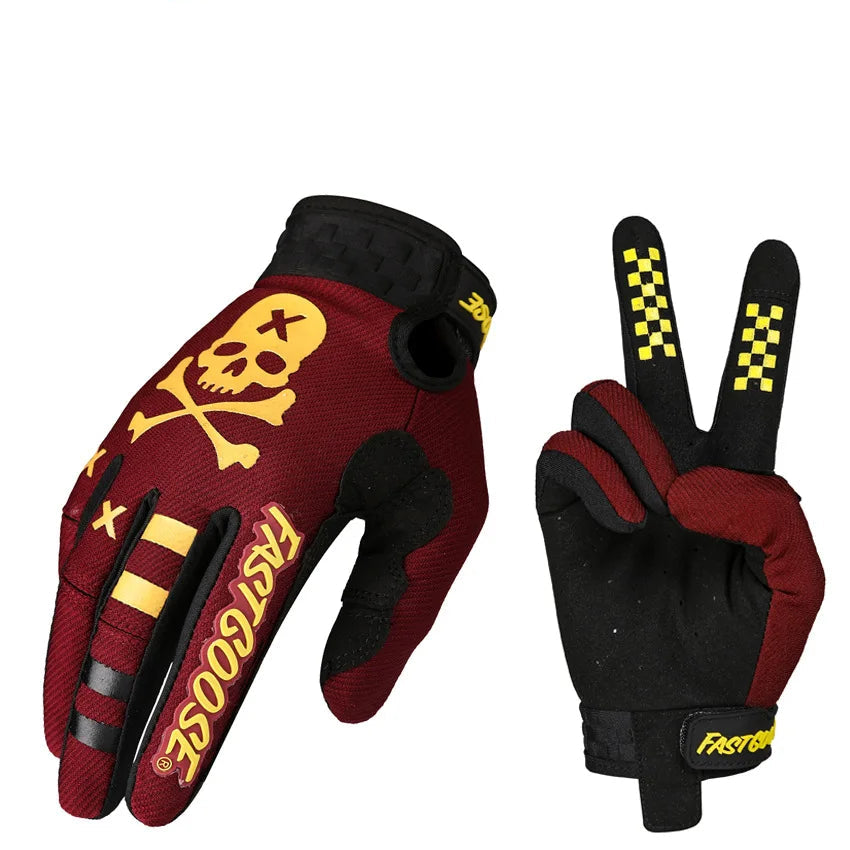 قفازات ركوب الدراجات بجمجمة كاملة الأصابع