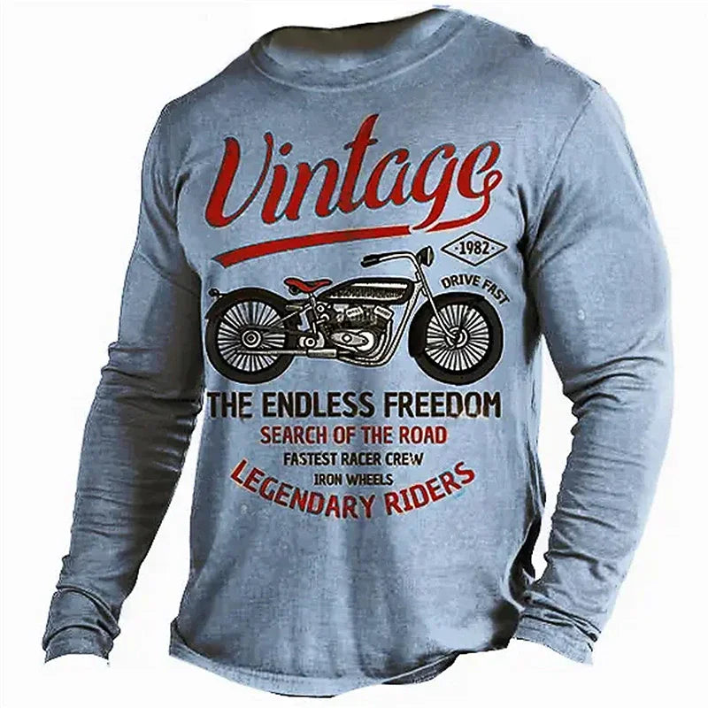 Vintage Motorcycle 3D Long Sleeve Shirt 