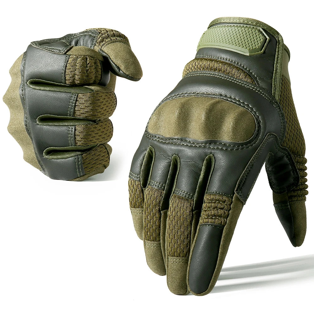 Guantes de dedo completo de la motocicleta de cuero con pantalla táctil 