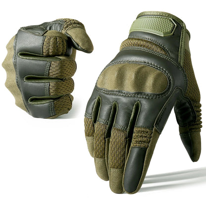 Guantes de dedo completo de la motocicleta de cuero con pantalla táctil 