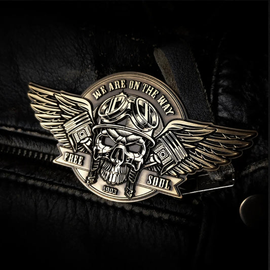 Retro Motorcycle Skull Pins 