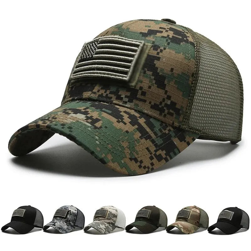 Gorra de camuflaje con bandera de EE. UU. 