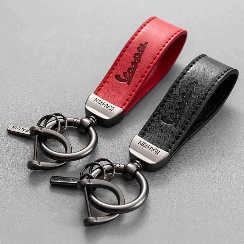 Vespa Scooter Leather Keychain 