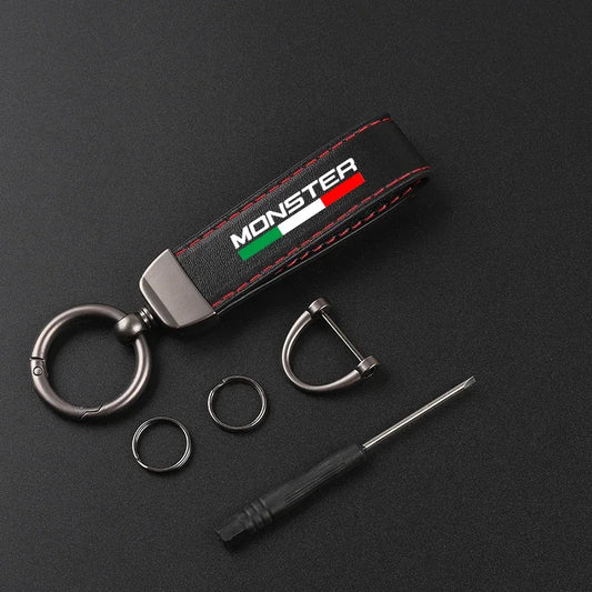 Suede Leather Monster Keychain 