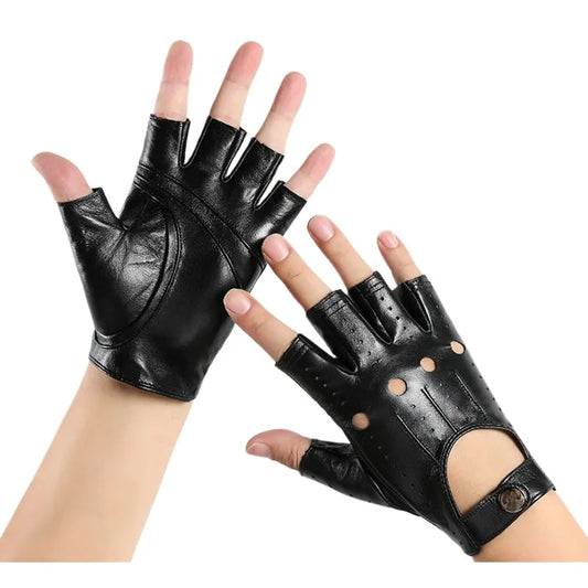 Guantes de cuero de medio dedo para hombres 