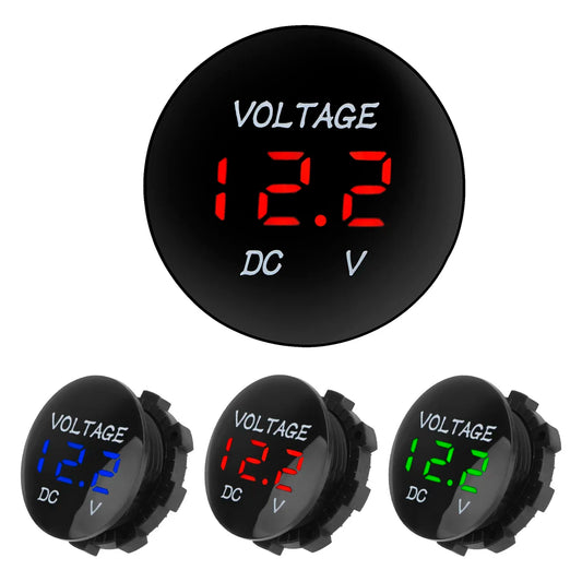 โวลต์มิเตอร์ดิจิทัลขนาดมินิ 12V-24V สำหรับรถจักรยานยนต์ รถยนต์ เรือ และ ATV