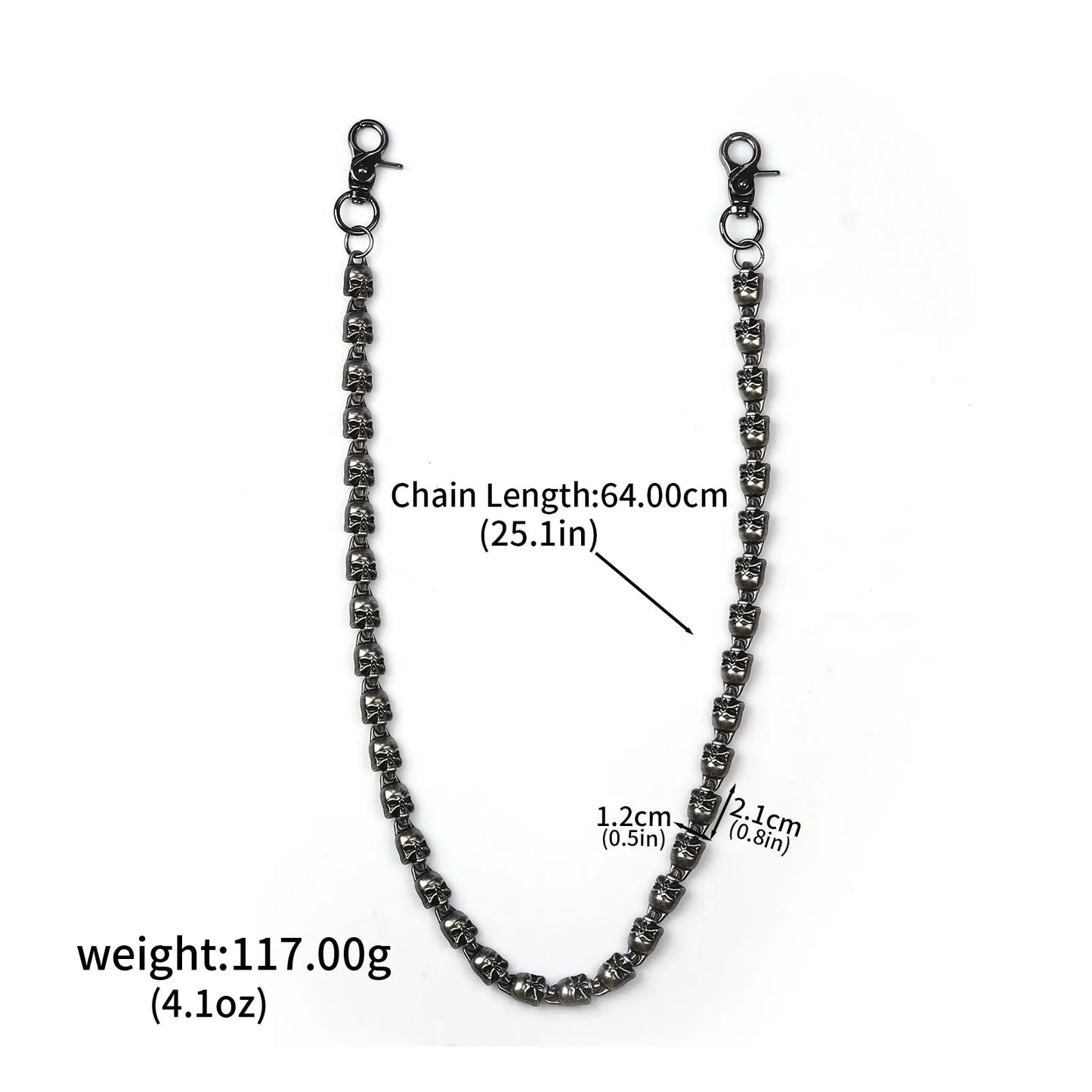 Catena in vita con teschio scuro da uomo 