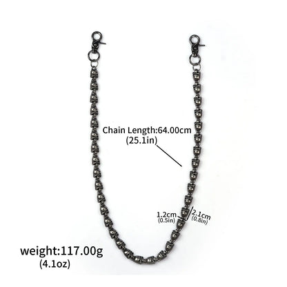 Catena in vita con teschio scuro da uomo 